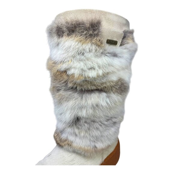 Oscar Sport Genuine Fur Cream Suede Apres‑Ski Mid Calf Boots - Picture 6 of 11
